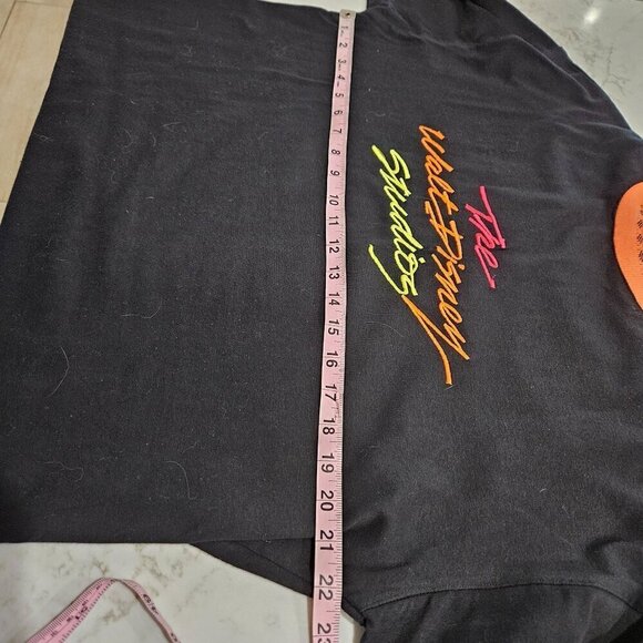 Vintage Disney Wear Walt Disney Studios Neon Text Black Sweatshirt Small/Medium - Picture 8 of 9
